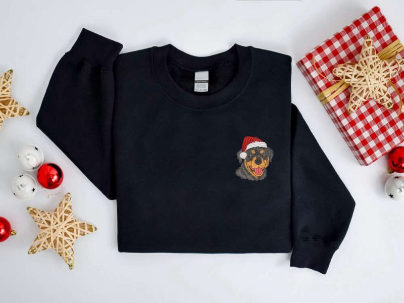 Embroidered Christmas Dog Sweatshirt