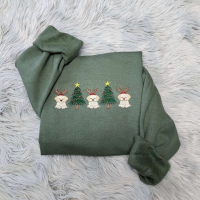 Embroidered Christmas Dogs Sweatshirt