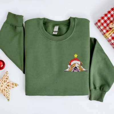 Embroidered Christmas English Bulldog Sweatshirt