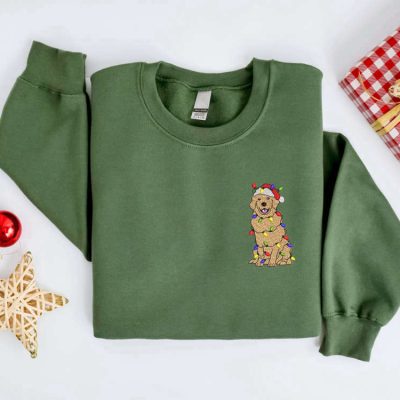 Embroidered Christmas Golden Dog Sweatshirt