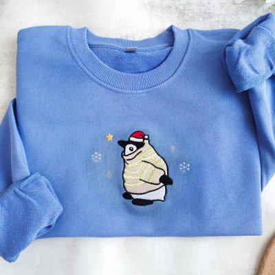 Embroidered Christmas Penguin Sweatshirt