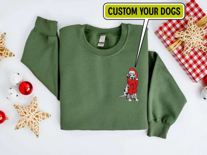 Embroidered Custom Christmas Dog Sweatshirt