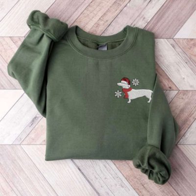 Embroidered Dachshund Christmas Sweatshirt