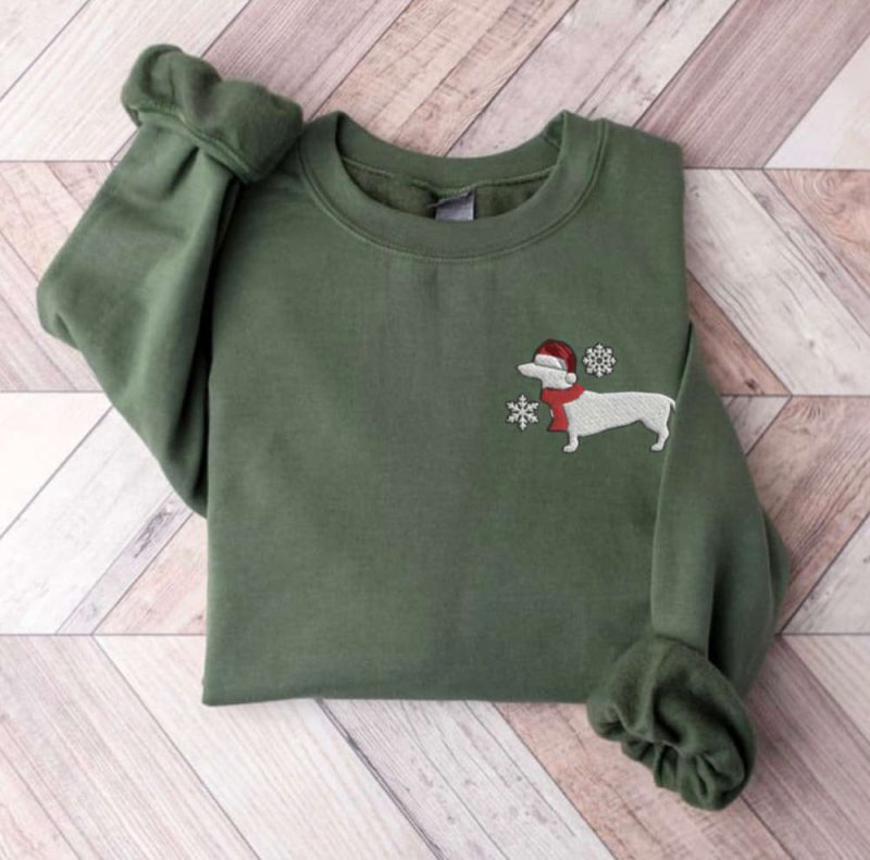 Embroidered Dachshund Christmas Sweatshirt