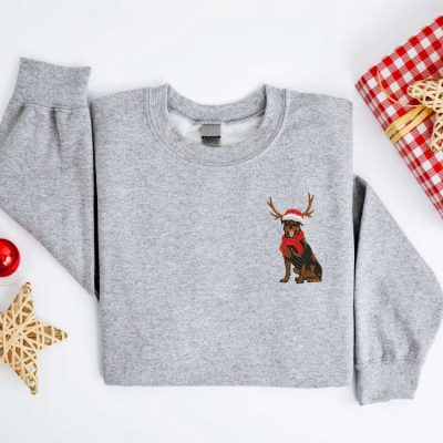 Rottweiler Reindeer Dog Christmas Sweater For Family