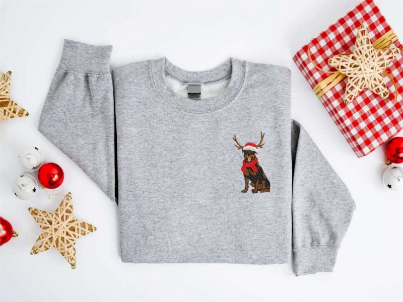 Rottweiler Reindeer Dog Christmas Sweater For Family