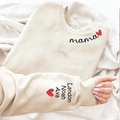 Personalized Mom Grandma Est Embroidered Sweatshirt