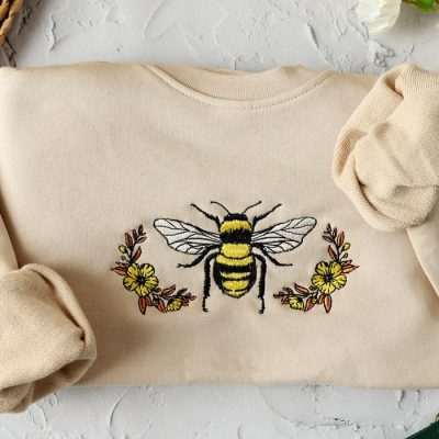 Floral Bee Embroidered Crewneck