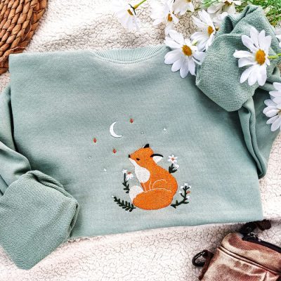 Fox Daisy Embroidered Sweatshirt
