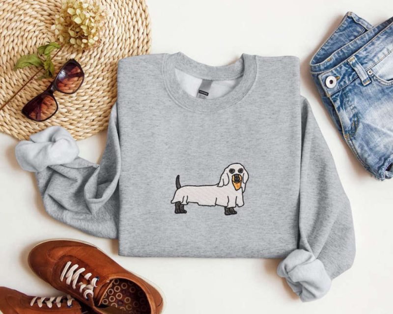 Ghost Dog Embroidered Sweatshirt 2D Crewneck Sweatshirt For Men And Women