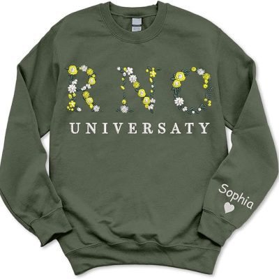 GiveSmiles Personalized Embroidered Sweatshirt With Flower Letter