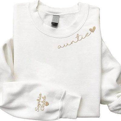 Givesmiles Custom Embroidered Auntie Sweatshirt And Hoodie