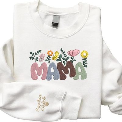 Givesmiles Custom Embroidered Mama Flower Colorful Cute Sweatshirt And Hoodie