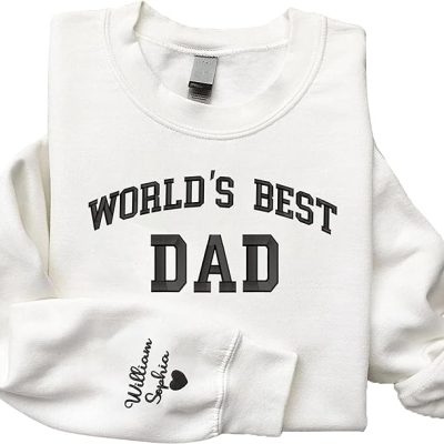 Givesmiles Custom Embroidered World's Best Dad Sweatshirt And Hoodie