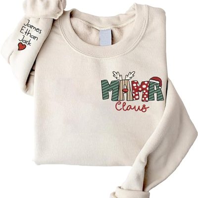 Givesmiles Personalized Embroidered Mama Claus Sweatshirt