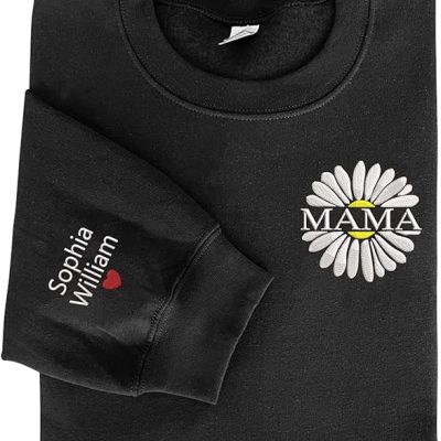 Givesmiles Personalized Embroidered Mama Sunflower Sweatshirt And Hoodie