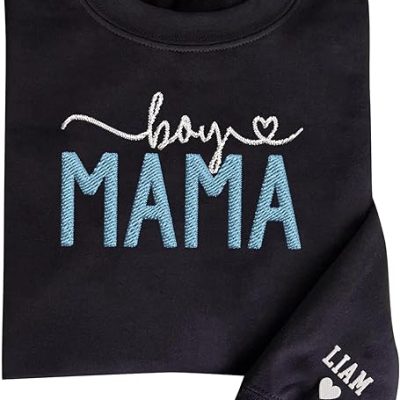 GodLover Custom Embroidered Boy Mama Sweatshirt