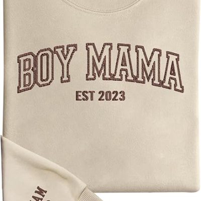 GodLover Custom Embroidered Boy Mama With Kids Names Sweatshirt