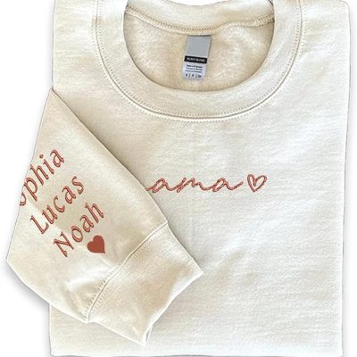 GodLover Custom Embroidered Mama Est 2023 Sweatshirt