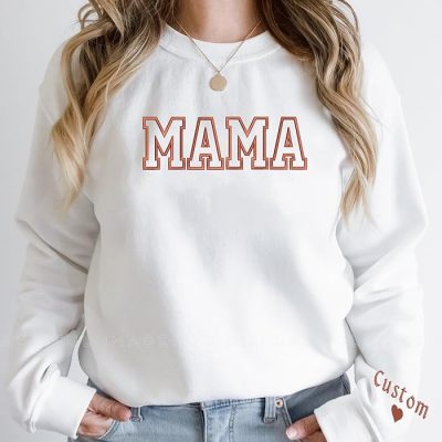Mama Sweatshirt With Kids Name On Sleeve