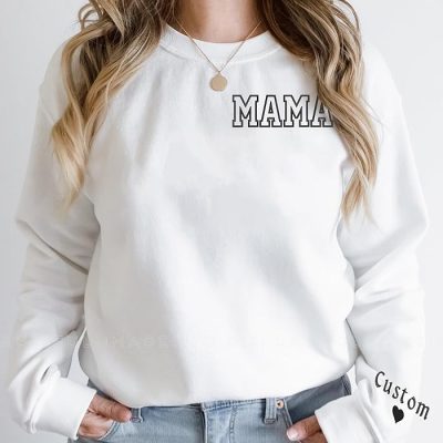 Mama Sweatshirt With Kids Name On Sleeve