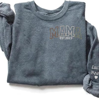 GodLover Customized Embroidered Mama Est 2023 Sweatshirt