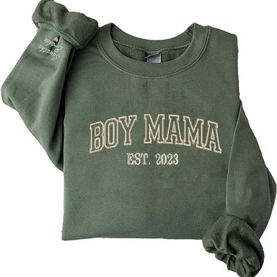 GodLover Personalized Embroidered Boy Mama Sweatshirt