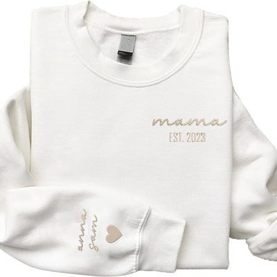 GodLover Personalized Embroidered Mama EST Sweatshirt