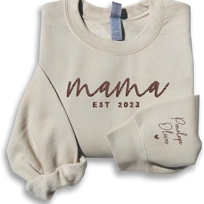 GodLover Personalized Embroidered Mama EST Sweatshirt