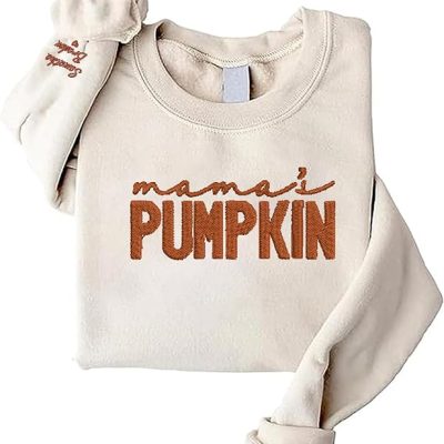 GodLover Personalized Mama's Pumpkins Embroidered Sweatshirt