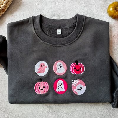 Halloween Sugar Cookies Embroidered Crew Neck Sweatshirt