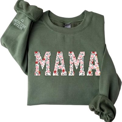 Mama Embroidered Floral Applique Sweatshirt