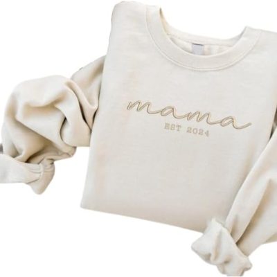 Mama Embroidered Sweatshirt Gift For Mom For New Mom For Her For Women Mother's Day Sweatshirt Mama EST Sweatshirt From Son From Him From Husband