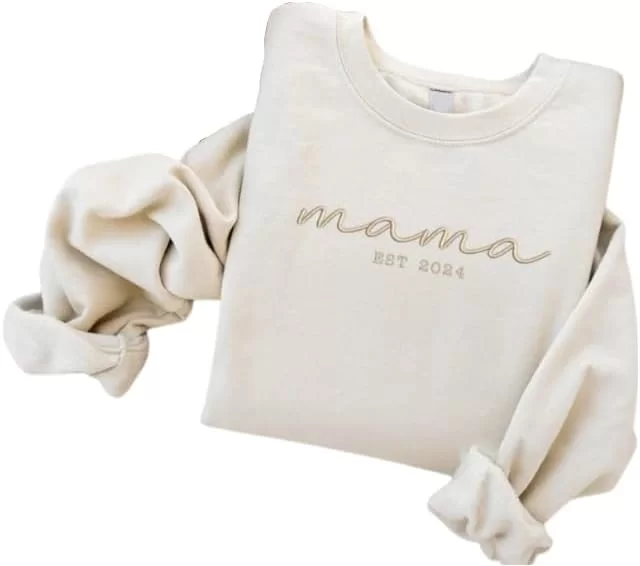 Mama Embroidered Sweatshirt Gift For Mom For New Mom For Her For Women Mother's Day Sweatshirt Mama EST Sweatshirt From Son From Him From Husband