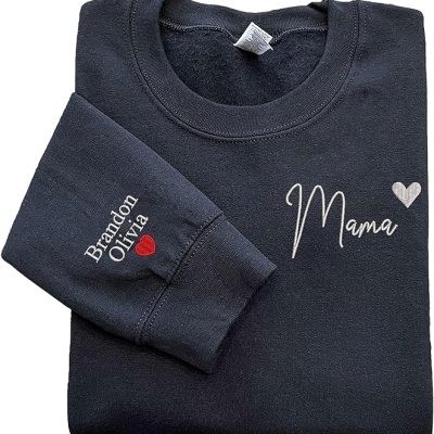 Mama Embroidered Sweatshirt With Kids Names Personalized Mama Embroidered Hoodie Momma Sweater Mama