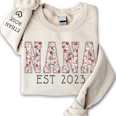 Nana Sweatshirt Embroidered Heart On Kids Name