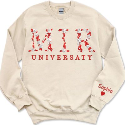 Pamaheart Personalized Embroidered Sweatshirt With Flower Letter