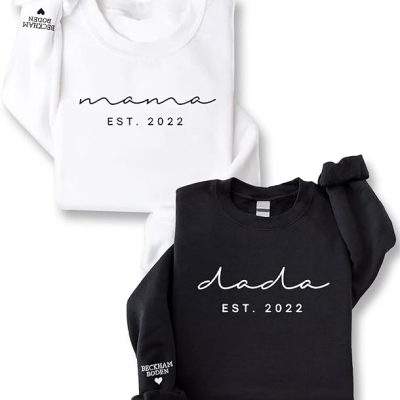 Personalized Embroidered Mama Dad Sweatshirt