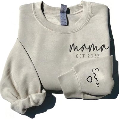 Personalized Embroidered Mama Est 2023 Sweatshirt