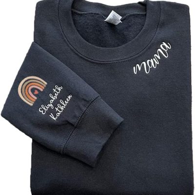 Personalized Mama Embroidered Rainbow Sweatshirt