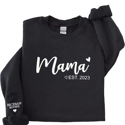 Personalized Mama Est 2023 Embroidered Sweatshirt