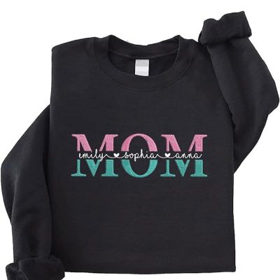 Personalized Mom Embroidered Crewneck Sweatshirt