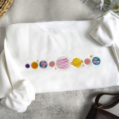 Pink Planets Embroidered Sweatshirt