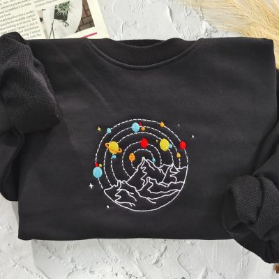 Planets And Mountain Embroidered Sweatshirt