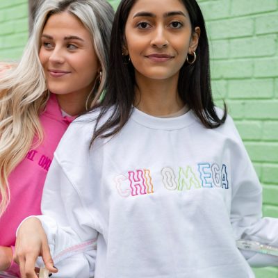 Rainbow Groovy Wavy Embroidered Crewneck Sweatshirt