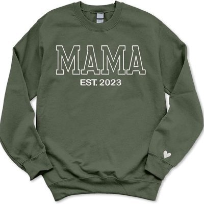 Regamor Embroidered Mama Sweatshirt Gifts For Mom Mama Shirts For Women Sweatshirt For Women Embroidered Mother Day 2023