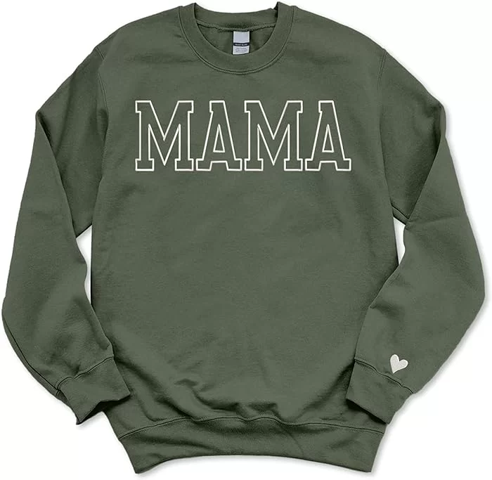 Regamor Sweatshirt For Women Embroidered Mama Mom Sweatshirt Mama Sweatshirt Embroidered Mom Sweatshirt Christmas 2023
