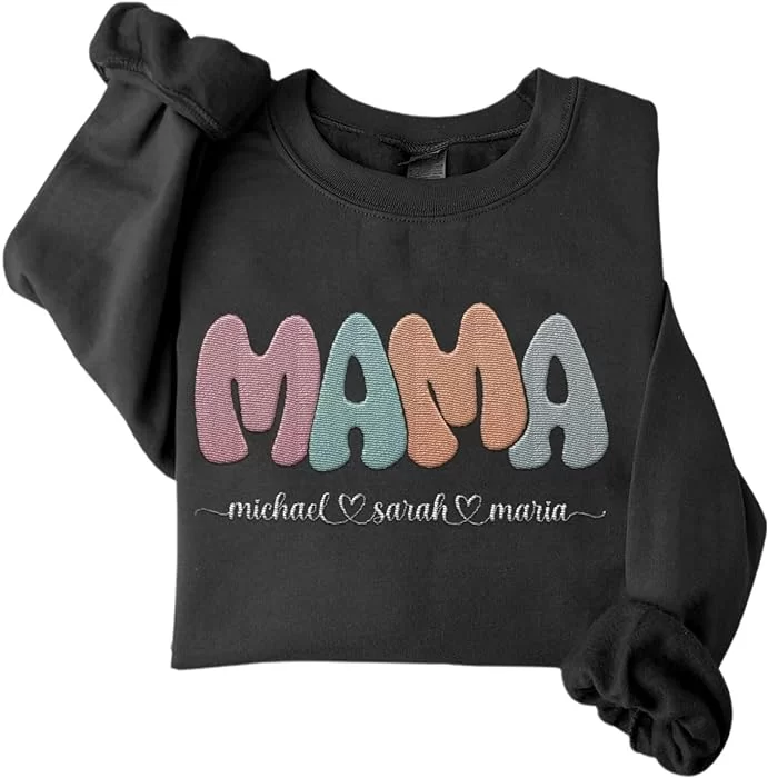 Riveprints Personalized Mama Sweatshirt Embroidered