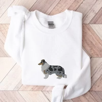 Blue Merle Collie Embroidered Crewneck