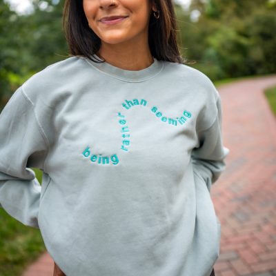 Swirly Creed 'Being Rather Than Seeming' Crewneck Sweatshirt - Zeta Tau Alpha